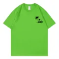 Green short sleeve t-shirt for women with palm tree visit graphic, loose fit summer top. - S / Tops / Fruit Green
