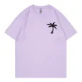 Casual Light Purple Short Sleeve T-Shirt With Summer Palm Tree Print For Women Top - S / Tops / Lavender