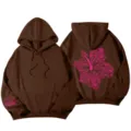 Καφέ Y2k Oversized Γραφικό Hoodie για Γυναίκες με Πτώση Ώμου και Ριμπ Υφάσματος Top - S / Tops / Καφέ