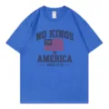 Classic blue short sleeve t-shirt with patriotic American slogan print for casual wear. - S / Tops / Sapphire Blue