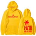 Sweat à capuche jaune décontracté pour hommes et femmes avec imprimé palmier et lettres. - S / Hauts / Jaune