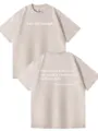 T-shirt vintage in cotone lavato a maniche corte con stampa di lettere motivazionali. - Taglia S / Top / Albicocca 1