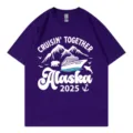 Lila Kurzarm T-Shirt Kreuzfahrt Alaska Urlaubs-Druck Freizeit Unisex Top Variante - S / Oberteile / Lila
