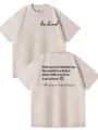 Maglietta a maniche corte in cotone lavato vintage con stampa di citazione per donna - Taglia S / Top / Albicocca (be kind)