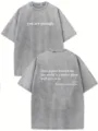 T-shirt in cotone lavato vintage a maniche corte con stampa di lettere stimolanti. - Taglia S / Top / Grigio Ferro 1