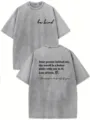 Maglietta a maniche corte in cotone lavato vintage con stampa stimolante sul retro. - S (Consigliato 105-125 Jin) / Top / Grigio Ferro 3