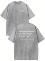 T-shirt manica corta in cotone grigio lavato vintage da donna con stampa posteriore ispiratrice. - S (Consigliato 105-125 Jin) / Top / Grigio Ferro 4
