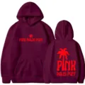 Sweat à capuche unisexe tendance avec imprimé palmier et lettres stylées pour toutes les saisons. - S / Hauts / Bordeaux