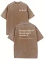 T-shirt a maniche corte in cotone lavato vintage con stampa di lettere, vestibilità comoda. - S (Consigliato 105-125 Jin) / Top / Caffè Scuro 4