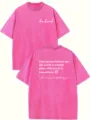 Maglietta rosa slavata oversize in cotone con stampa di lettere stimolanti sul retro. - Taglia S / Top / Rosa Fucsia 4