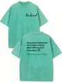 Maglietta a maniche corte in cotone lavato vintage con stampa grafica stimolante casual top - S (Consigliato 105-125 Jin) / Top / Verde Acqua 3