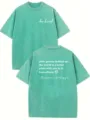Maglietta manica corta in cotone lavato vintage con stampa grafica stimolante donna casual - S (Consigliato 105-125 Jin) / Top / Verde Acqua 4