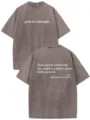 Maglietta oversize in cotone lavato vintage a maniche corte con stampa citazione ispiratrice. - Taglia S / Top / Marrone chiaro