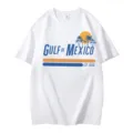 T-shirt blanc décontracté à manches courtes avec imprimé graphique palmiers du Golfe du Mexique. - S / Hauts / Blanc