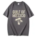 Gulf of Mexico graphic cotton t-shirt for men and women, casual short sleeve top. - S / Tops / Dark Gray