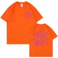 Orange oversized T-shirt featuring Saja Boys print, stylish streetwear top for men and women - Orange