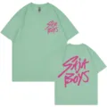 Oversized graphic print t-shirt for men and women, mint green casual top with letters. - Bean Green