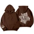 Damen Oversize Kapuzenpullover Y2K Grafik Print Langarm Sweatshirt Hoodie Oberteil Top - S / Oberteile / Kaffeebraun