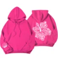 Rosa Y2K Oversize Hoodie Damen, ästhetischer Kapuzenpullover mit Grafik und Muscheln - S / Oberteile / Fuchsia