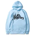 Γαλάζιο φούτερ Los Angeles για γυναίκες, χαλαρό hip hop στυλ casual streetwear top. - Γαλανό