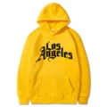Κίτρινο φούτερ με κουκούλα Los Angeles εκτύπωση casual streetwear στυλ μόδας - Κίτρινο