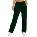 Pantalon de jogging ample et molletonné décontracté pour femme et homme en vert foncé uni. - Vert Foncé