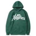 Σκοτεινό πράσινο φούτερ Los Angeles άνετο φαρδύ casual streetwear με κουκούλα μόδας - Σκούρο Πράσινο