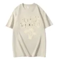 Casual beige cotton short-sleeve t-shirt with Gulf of Mexico graphic print for men and women. - S / Tops / Beige