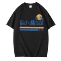 T-shirt noir en coton à manches courtes avec imprimé vintage palmier Golfe du Mexique. - S / Hauts / Noir