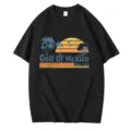 Uomo Donna Vintage Gulf Of Mexico Stampa Manica Corta Nero Cotone T-Shirt Top - Taglia S / Top / Nero