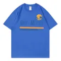 Hommes Femmes Coton Bleu T-Shirt Golfe du Mexique Palmier Été Casual Manches Courtes Haut - S / Hauts / Bleu saphir
