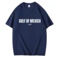 Donkerblauw Gulf of Mexico bedrukt katoen casual ronde hals korte mouw t-shirt. - S / Tops / Marineblauw