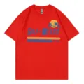 T-shirt à manches courtes en coton rouge classique avec imprimé graphique plage Golfe du Mexique - Rouge