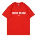 Katoenen korte mouw t-shirt man vrouw Gulf of Mexico bedrukt casual zomer topje - Rood