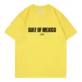Katoenen t-shirt met print Gulf of Mexico 1569 casual geel korte mouw ronde hals top mode - Geel