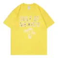 Yellow cotton short sleeve t-shirt with Gulf of Mexico letter print for casual daily wear. - S / Tops / Yellow