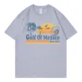 Γκρι βαμβακερό t-shirt με στρογγυλή λαιmόκοψη και vintage τύπωμα στον Κόλπο του Μεξικού. - S / Tops / Γκρι