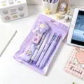 Lila Schreibwaren Set Macaron Farben süße Schulbedarf tragbare Geschenk Box ästhetisch. - 7-teiliges Set / Lila