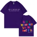 Grafikdruck Baumwolle Kurzarm T-Shirt für Damen und Herren, lässiges violettes Oberteil. - Lila