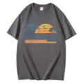 Skouro gkri bambakero kontomanko t-shirt me vintage ektyposi Gulf of Mexico parallagi. - S / Tops / σκούρο γκρι