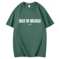 2025 Nieuw Golf van Mexico Geprint Katoenen T-shirt Casual Losse Korte Mouw Top Mannen Vrouwen - Donkergroen