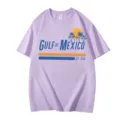 T-shirt à manches courtes col rond en coton imprimé graphique Gulf of Mexico violet - Violet Clair