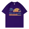 Μωβ vintage Gulf of Mexico βαμβακερό κοντομάνικο t-shirt για άνδρες και γυναίκες - S / Tops / Μωβ