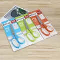 TPR soft handle stainless steel scissors 7.5 inch household student stationery blue green orange - Random Color(6006)