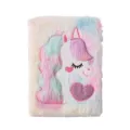 A5 flauschiges Einhorn Notizbuch süßes Pastell Plüsch Tagebuch mit Glitzer Herz Geschenk - bunt