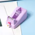 Cute purple tape dispenser with cartoon girl charm, macaron desktop stationery cutter for school - Lavender Purple