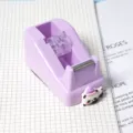 Cute purple panda tape dispenser desktop stationery cutter with metal blade for students desk use - Lavender Purple