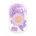 Set di fermagli e pinze per carta color macaron con scatola di conservazione trasparente. - Lavanda