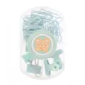 Set di graffette e fermagli color macaron in scatola trasparente, forniture per ufficio. - Verde menta