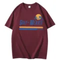 Homme Femme Bordeaux Coton T-Shirt Gulf of Mexico Imprimer Casual Manches Courtes Col Rond Top - Bordeaux